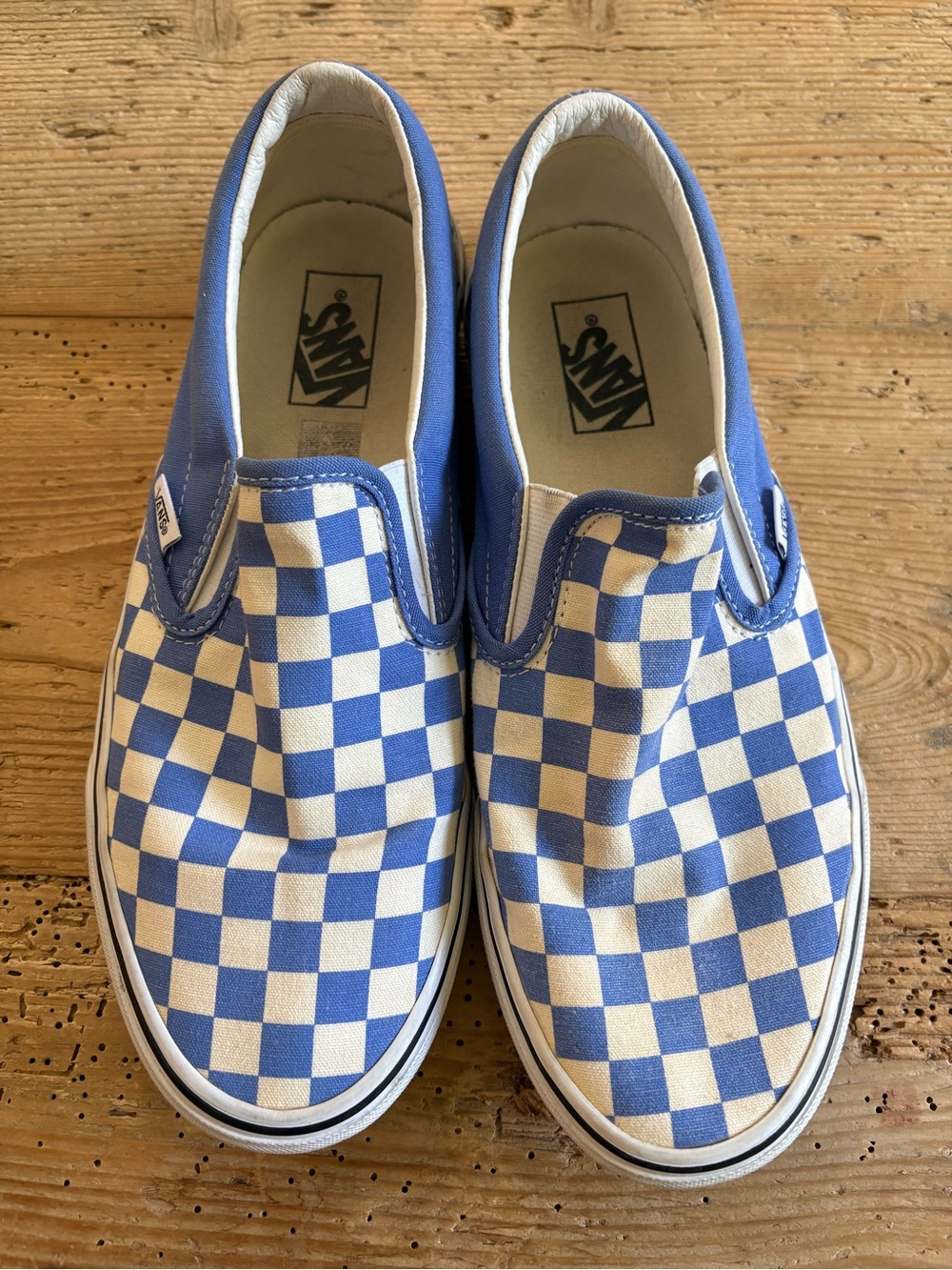 Vans Men’s Classic Slip-On Checkerboard Sneakers - Blue/White
